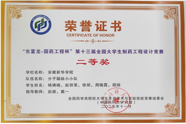 药学院制药工程系学子在“第十三届全国大学生制药工程设计竞赛”中荣获佳绩
